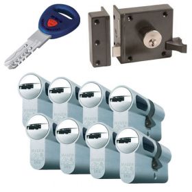 Mauer oplegslot bruin + 8x Mauer New Wave 4 cilinder