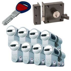 Mauer oplegslot bruin + 8x Mauer New Wave 5 cilinder