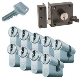 Mauer oplegslot bruin + 9x Mauer F3 cilinder