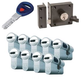 Mauer oplegslot bruin + 9x Mauer New Wave 4 cilinder