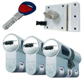 Mauer oplegslot wit + 3x Mauer New Wave 5 cilinder